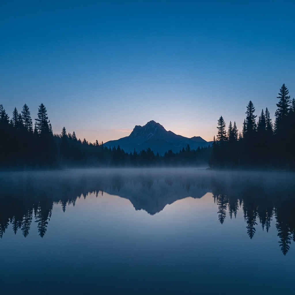 Pre-Dawn Alpine Mountain Lake Reflection
